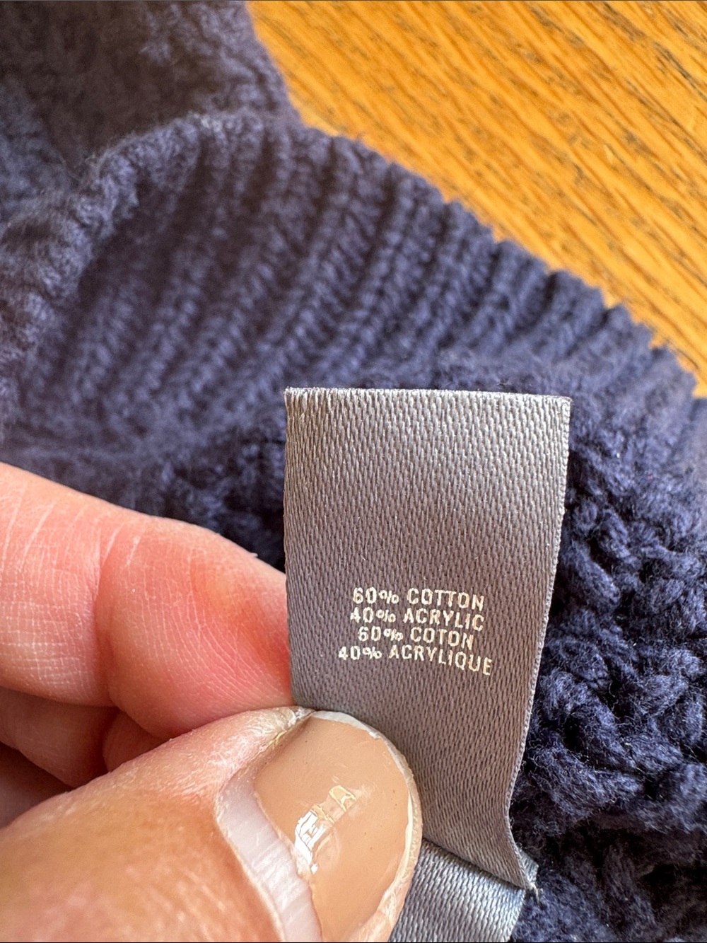aerie Navy Cable-Textured Crewneck Sweater Small - Picture 9 of 9